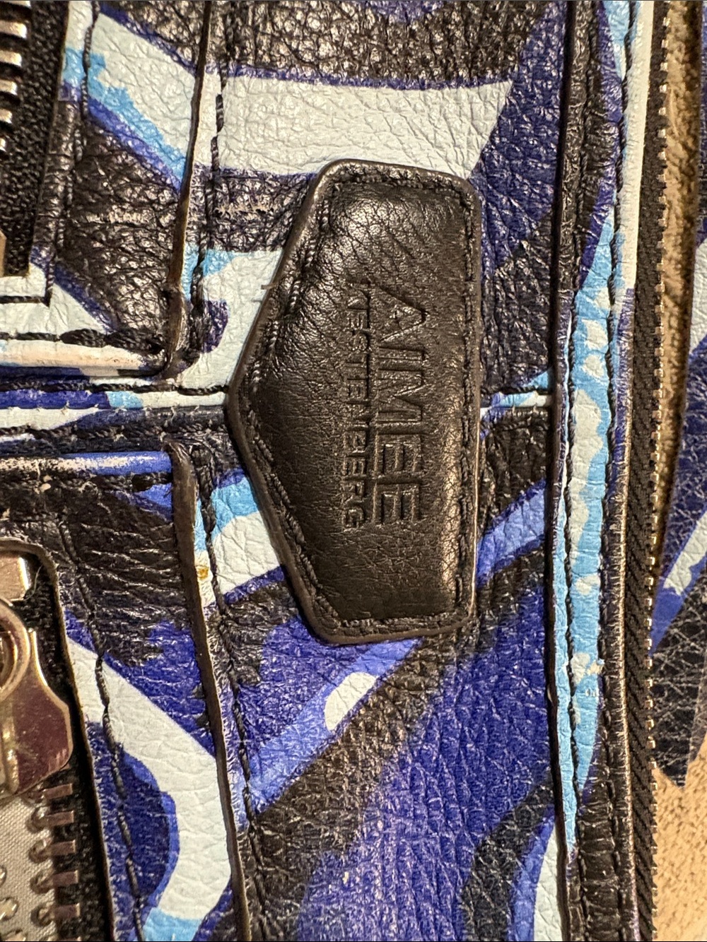 Aimee Kestenberg Blue Black Patterned Crossbody Bag - Picture 5 of 5